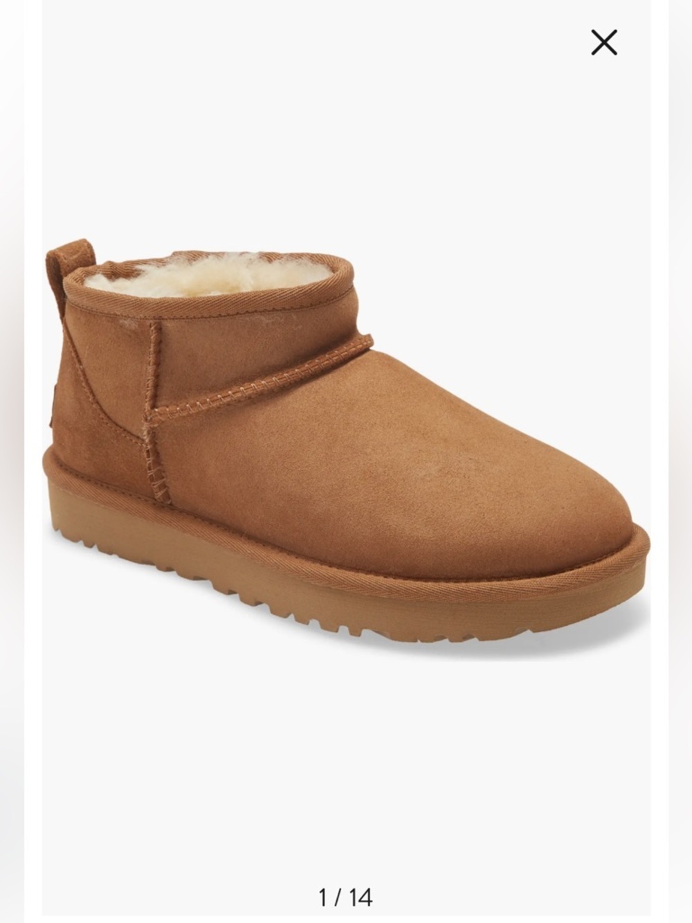 UGG Classic ultra mini boots tan Suede Shearling Lined Ankle short sz 7 - Picture 2 of 16